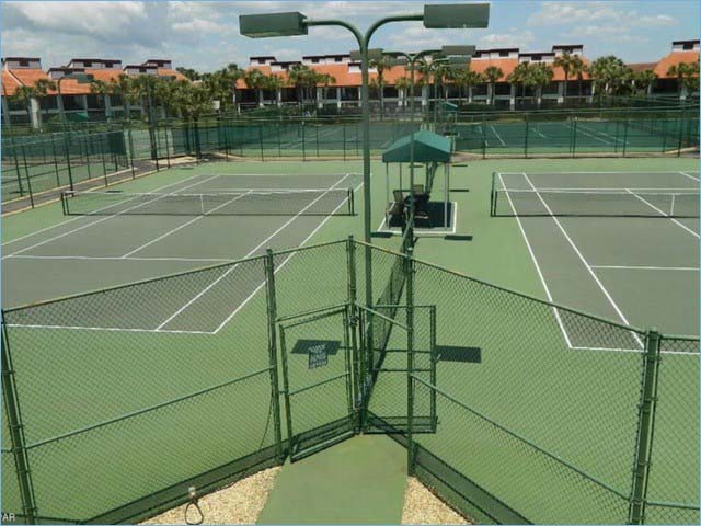 Night lighted Tennis Courts at the Edgewater Beach Resort.