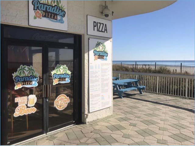 Just around the corner Paradise Pizza on site of Edgewater Beach Resort.