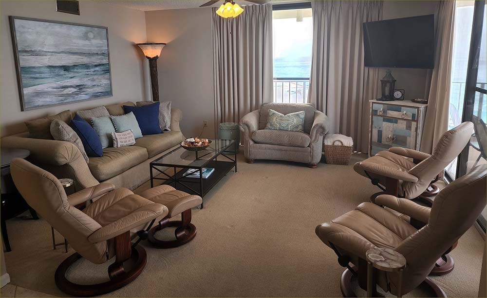 Extraordinary view from every window of this large Edgewaer Deluxe condo overlooking the Gulf of Mexico!
