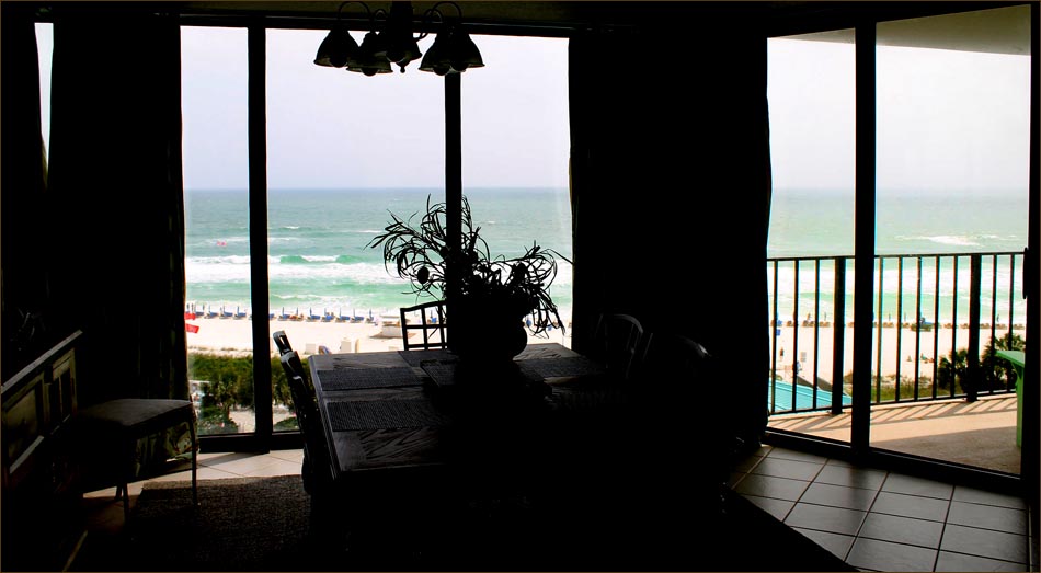 Gulf view from the kitchen, dining room, living room and large private balcony.