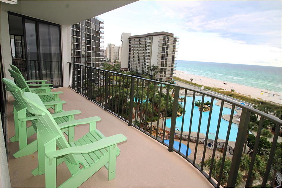 Our colorful deck chairs overlooking the Gulf of Mexico and powder soft sand beaches!