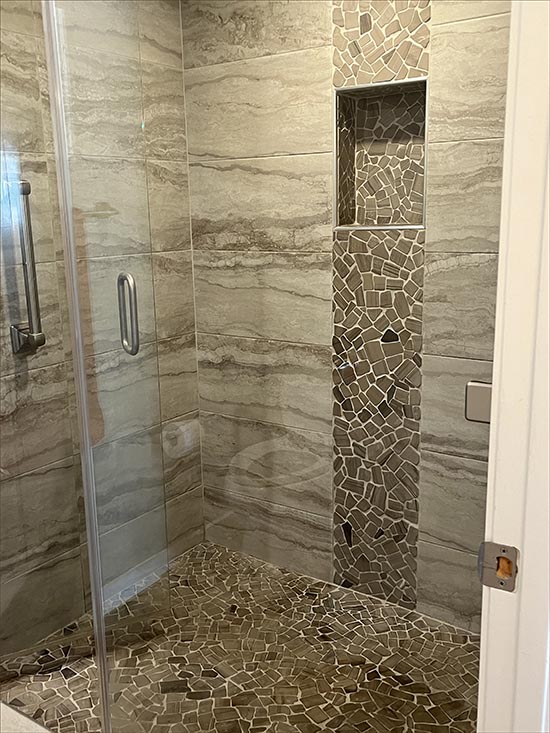 Large tub with shower in the master bathroom