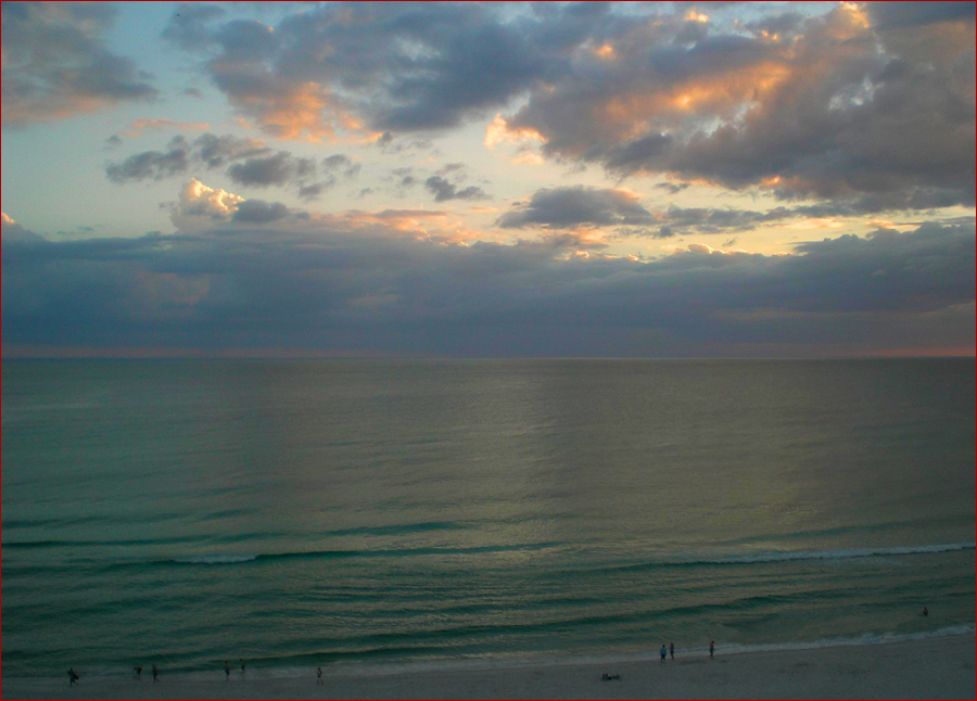 Panama City Beach and the Emerald Coast of Florida at dusk.